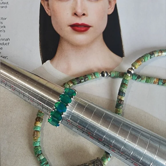 Genuine Ethiopian OPAL STERLING Silver Ring SIZE 6.5 - Picture 1 of 12